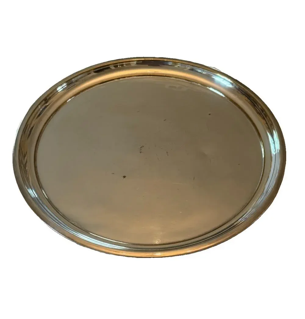 Vintage Silver Metal Serving Tray 11